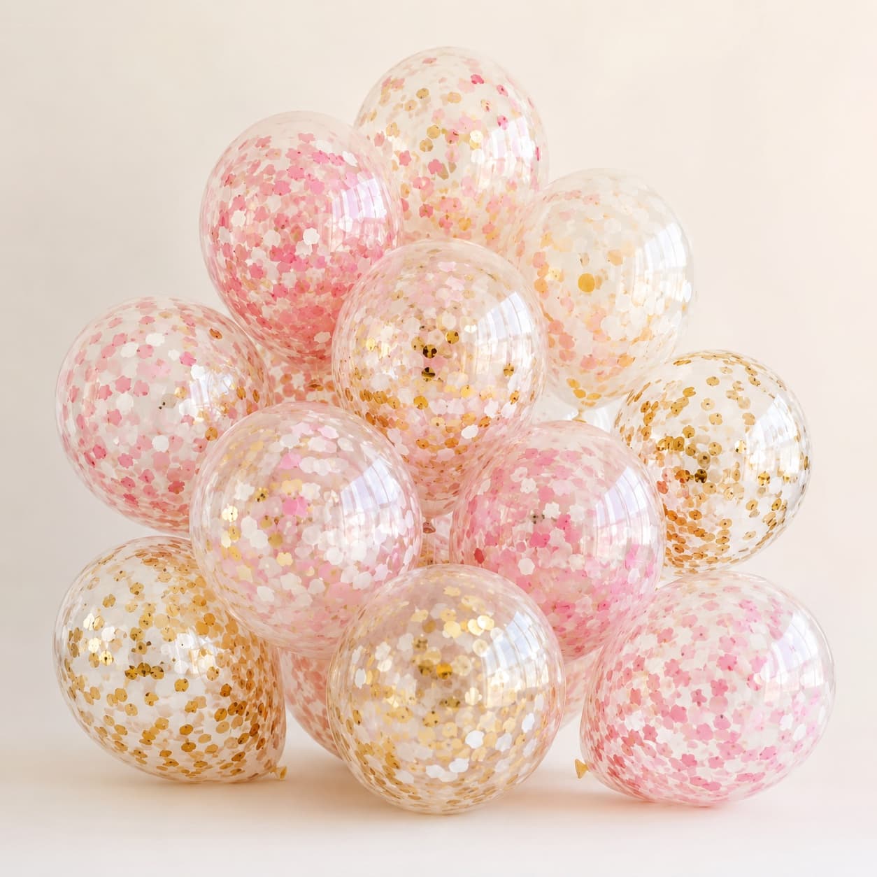 Confetti Balloon 12-Pack — Clear balloons pre-filled with paper confetti — air-fill and rub to scatter the confetti inside.