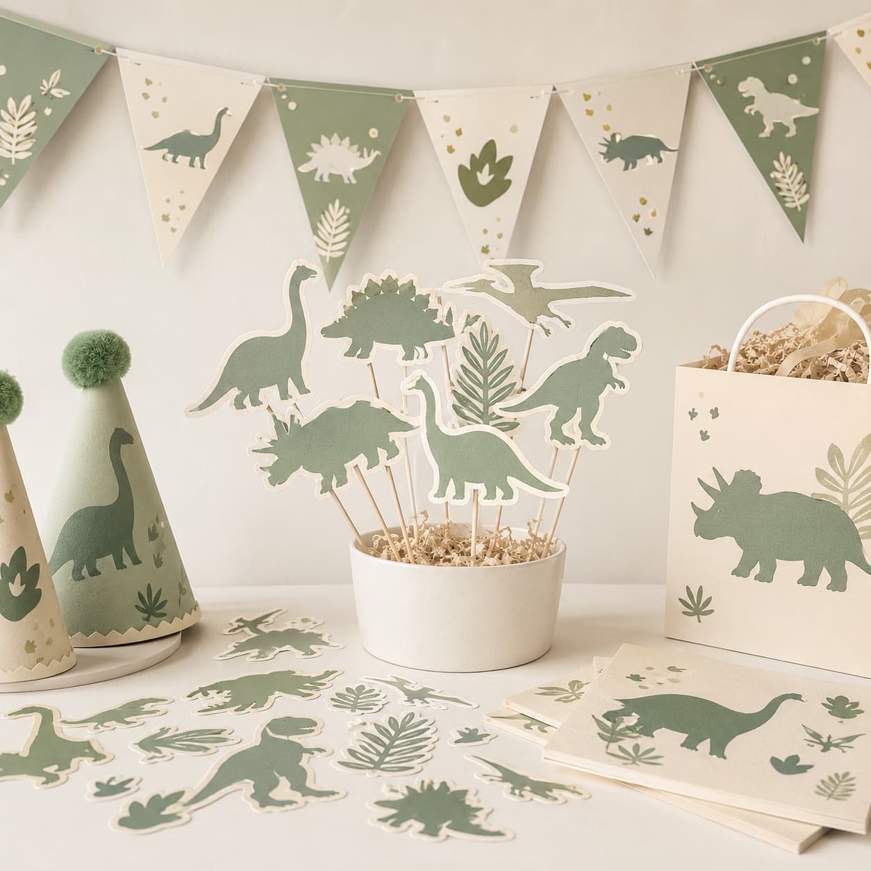 Dino Adventure Theme Pack — An original dinosaur theme — banner, picks, stickers and hats — with zero licensed characters.