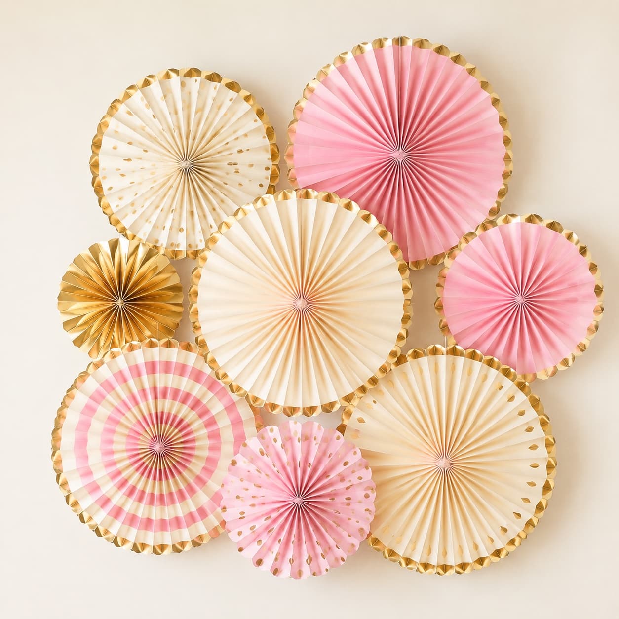 Paper Fan Decor 8-Pack — Eight folding paper fans to build layered depth behind the balloons.