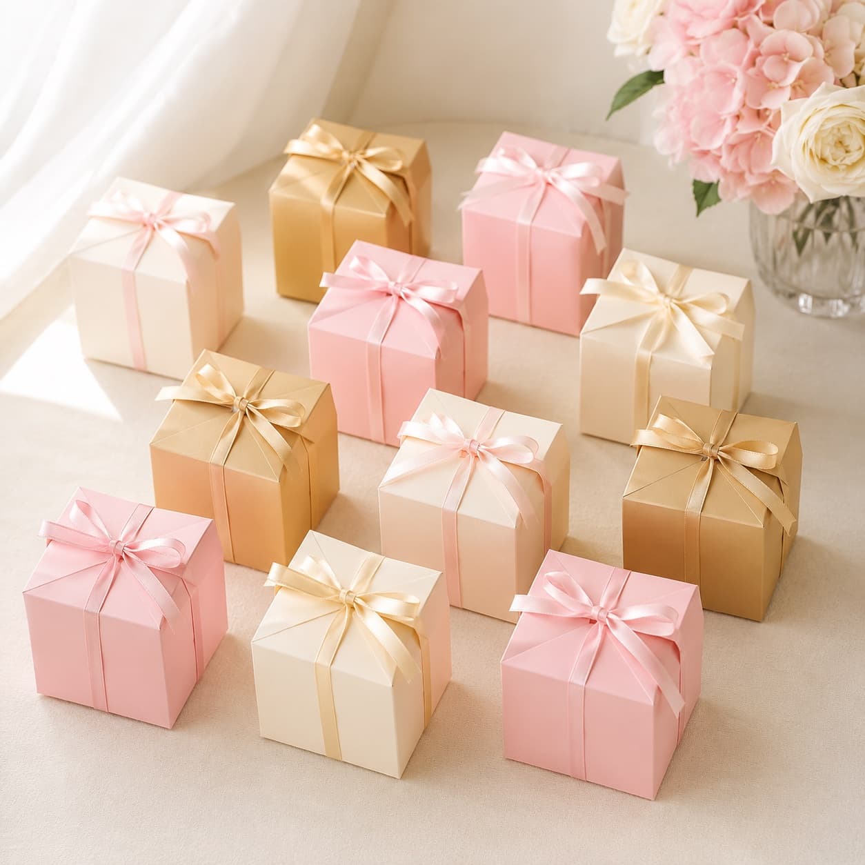 Treat Box 12-Pack — Twelve fold-up favour boxes to send guests home with a little something.